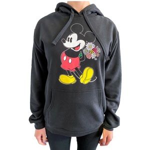 NWT Womens Disney Floral Embroidery Mickey Mouse Hoodie SZ M